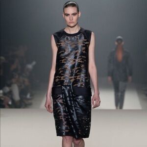 Alexander Wang Runway Geyser Metallic Grey Sheer Cocoon Dress